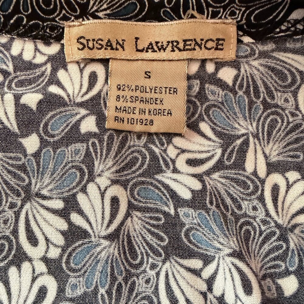 Susan Lawrence Black Paisley Boho-chic Ruffle Cap Shoulder Blouse Sz. S - Picture 7 of 8